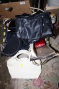 A SMALL TRAY OF LADIES HANDBAGS AND PURSES ETC