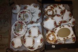 TWO TRAYS OF ROYAL ALBERT OLD COUNTRY ROSES CHINA TO INCLUDE CLOCKS, PLATES ETC