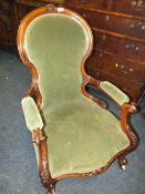 A NICE QUALITY 19TH CENTURY CARVED MAHOGANY GENTLEMANS ARMCHAIR