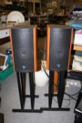 A PAIR OF COBALT 806 JM LAB 75 WATT SPEAKERS ON STANDS