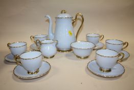 A SHELLEY 13487/510 PATTERN BLUE AND GILT SIX PERSON COFFEE SET