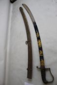 A 1796 PATTERN LIGHT CAVALRY OFFICER'S SABRE, WITH PARTLY BLUED STEEL BADGE WITH GILT DECORATION,
