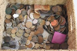 A BASKET OF BRITISH AND WORLD COINS