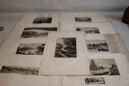 NINE ETCHINGS BY ALFRED TAIÉE, SEVERAL PUBLISHED BY A. CADART, to include 'Le bain de Matin', 'Paris