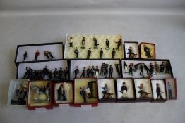 FIVE BOXED SETS OF LEAD MINIATURE POLICE FIGURES together with eleven single boxed lead/ pewter