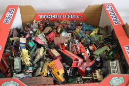 A BOX OF PLAYWORN DIECAST; to include Corgi, Matchbox, Lledo etc.