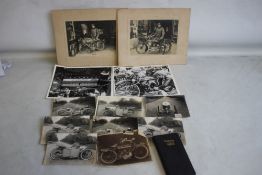 AN INTERESTING GROUP OF EARLY 20TH CENTURY PHOTOGRAPHS, two showing an AA man with Motorcycles,