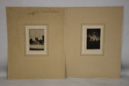 SIR DAVID YOUNG CAMERON - TWO ETCHINGS ENTITLED 'Charterhouse Schools Godalming' and 'The Towers