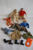 TWO HASBRO/PALITOY (1964) ACTION MAN FIGURES, along with a quantity of clothes.