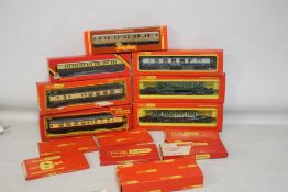 FIVE BOXED HORNBY RAILWAY CARRIAGES 'OO GAUGE' to include R.479 LNER Sleeping Car, R.230 Pulman