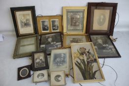 AN EARLY 20TH CENTURY GILT AND PLATE GLASS PHOTOGRAPH OF A MAN ON A MOTORBIKE, together with a
