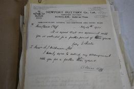 A FOLDER OF LETTERS, NOTES AND DOCUMENTS RELATING TO THE FIRM OF A. J. WILKINSON IN THE POTTERIES,