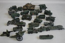 A COLLECTION OF TWENTY FIVE DIECAST MILITARY VEHICLES mainly by Lesney but also including Corgi