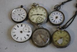 A QUANTITY OF POCKET WATCHES AND A MOVEMENT, to include silver examples
