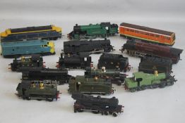 A SELECTION OF FOURTEEN ASSORTED UNBOXED STEAM AND DIESEL LOCOMOTIVES, together with two tenders