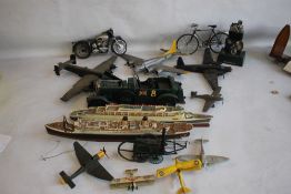 A COLLECTION OF VARIOUS PLASTIC MODELS, to include aircraft, steam engines & motorcycle, ships etc.