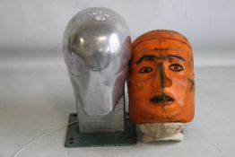 AN ORIGINAL CRASH TEST DUMMY HEAD ALUMINUM FRAME WITH RUBBERISED SKIN AND INTERNAL CENSORS, along