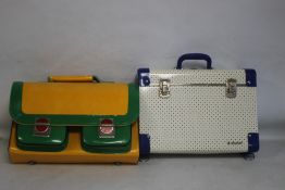 A CHILD'S COLOURFUL SATCHEL / BRIEFCASE AS NEW, and a Baganda case