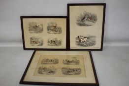 THREE FRAMED HUNTING PRINTS to include a lithograph by W. & J. O. Clerk after Edward Lacey frame