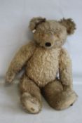 A VINTAGE MERRYTHOUGHT TEDDY BEAR A/F (missing eyes)