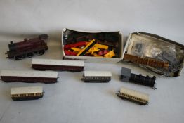 TWO O GAUGE STEAM LOCOMOTIVE KITS, plus a selection of OO Gauge kit built coaches, break down