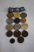 A COLLECTION OF COINS & COMMEMORATIVE MEDALS ETC to include Apollo 11 medals etc.