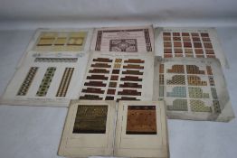 CAMPBELL TILE CO, PART FOLIO OF MAJOLICA AND ENAMELLED TILE DESIGNS SIX PLATES, along with two small