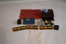 A TRAY OF COLLECTABLES AND EPHEMERA ETC, to include an Egyptian Arabic manual, playing cards etc