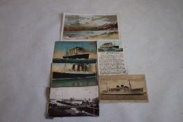 R.M.S. MAURETANIA 'RULE BRITANNIA' POSTCARD together with another of the steam ship with message