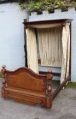 A 19TH CENTURY AND LATER MAHOGANY HALF-TESTER BED FRAME