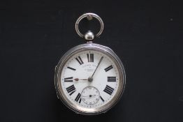 A HALLMARKED SILVER OPEN FACED POCKET WATCH - CHESTER 1900, Dia 5.75 cm