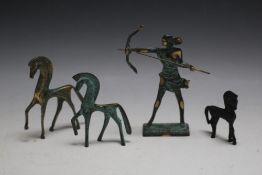 ETRUSCAN STYLE BRASS FIGURE 'DIANA THE HUNTRESS', in the style of FREDERICK WEINBERG (b.1900), H