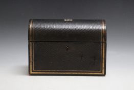 AN ANTIQUE DOMED TOPPED STATIONARY BOX, W 22.5 cm