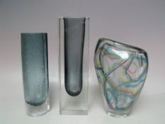 A RIIHIMAEN TEXTURED GLASS VASE BY TAMARA ALADIN, together with a Kalimar Glasbuk vase designed by