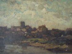 JACOB HENRICUS MARIS (1837-1899). Dutch school, impressionist stormy village scene with figures