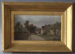 WILLIAM PITT (d.1890). Rural village scene with figures, 'Grove near Wantage, Berkshire' see