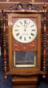 AN ANTIQUE AMERICAN INLAID WALLCLOCK BY ROBERTS & Co - BORDESLEY - BIRMINGHAM, the case with typical