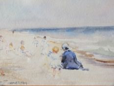 THEODORE ZIMMERMAN (b.1900). Beach scene with figures, Jersey, signed lower left, inscribed lower