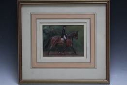 (XX). British school, study of a dressage horse and rider, unsigned, oil on canvas laid on board,