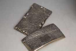TWO HALLMARKED SILVER CARD CASES, one Birmingham 1908 and the other 1906, W 8.5 cm (2)