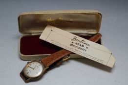 A BENTIMA STAR 21 JEWEL INCABLOC WATERPROOF, with accompanying box and guarantee, Dia 3.25 cm