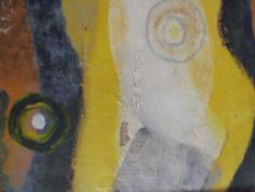 R.M. TH?? (XX). Abstract composition, signed and indistinctly dated upper right, oil on board,