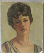 CIRCLE OF PHILIP CONNARD (1875-1958). Head and shoulder portrait study of a young woman, bears