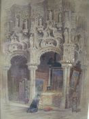 EDWIN THOMAS DOLBY (1849-1895). Cathedral interior with figures at Dixmude, Belgium, signed with