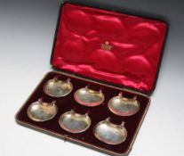 A CASED SET OF UNUSUAL HALLMARKED SILVER CLIP OF SIDE DISHES BY HILLIARD AND TOMASON - BIRMINGHAM
