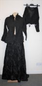 A SELECTION OF VICTORIAN CLOTHING, comprising a ladies blouse with jet bead detailing, a long sleeve