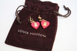 LOUIS VUITTON - A RESIN 'LOCK ME' HEART DROPPER EARRINGS, earring drop 3 cm, with original Louis