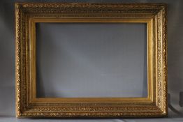 A 19TH CENTURY DECORATIVE GILT FRAME WITH ACANTHUS LEAF DESIGN TO OUTER EDGE, frame W 15 cm, frame