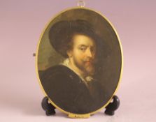 (XIX). After Rubens, a 19th century oval head and shoulder portrait study of a bearded man wearing a