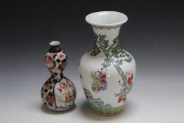 A CHINESE VASE FEATURING CHILDREN PLAYING, H 26 cm, together with a small Japanese Imari style